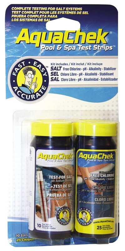 AquaChek 542228A Swimming Pool Salt Water System Chemical Test Kit – 25 Pack