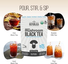 La Republica USDA Organic Mushroom BLACK TEA (Full-Fruiting Bodies) 70 Servings