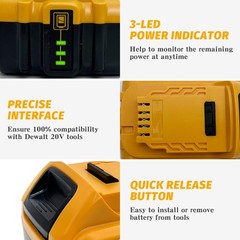 20V MAX 8Ah Lithium Ion Battery 2-Pack,compatible with Dewalt 20v cordless tools