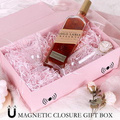 Pink Gift Box with Magnetic Lids 13.8X8.3X4.4 In, Large Present Box for Bridesma