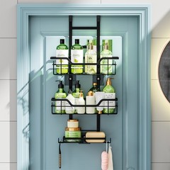 Over the Door Shower Caddy Hanging: Black Rustproof Shower Organizer