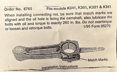 ENGINE REBUILD KIT fits Kohler 14 hp K321 M14 Buyer States Piston and Rod Sizes