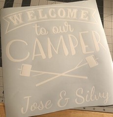 Vinyl Decal for Window- Welcome to Our Camper (May be Customized w/ Name & Date)