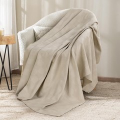Utopia Bedding Ivory 100% Cotton Blanket [Queen Size – 90×90 Inch] 350GSM…