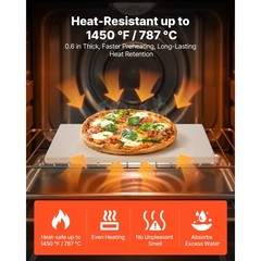 Rectangular Cordierite Pizza Stone, 15 x 12 in,Durable Baking Stone with Scraper