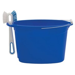Plastic 12-Quart Oval Bucket, Blue, 2 pack