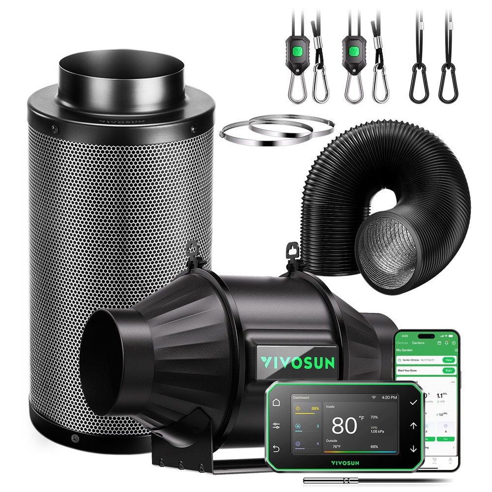 VIVOSUN Smart Air Filtration Kit PRO T4 Inline Fan for Grow Tent E42A+ Control