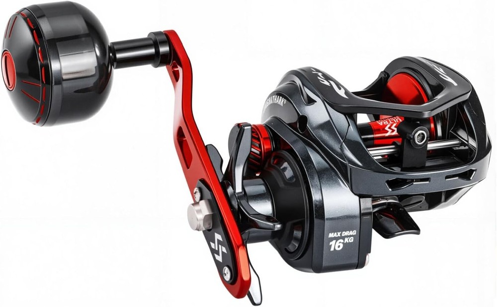 Sougayilang Baitcaster Fishing Reel, 400 Size with 35Lbs Max Drag 6.3:1 Gear Rat