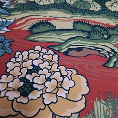 CY1541 red green Dynasty asian oriental scenic floral branch wallpaper rolls 3D