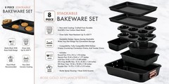 Stackable Nonstick Bakeware Set 8 Piece Baking Pan Set Oven Safe Carbon Steel