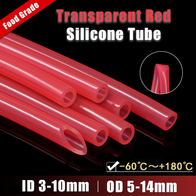 Transparent Red Silicone Tube Food Grade Beer Milk Hose Pipe Soft Rubber 3-10mm