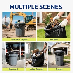 Heavy Duty Trash Bags 33 Gallon 30 Count, 1.0 Mil, Strong Black Garbage Bags,