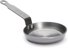 De Buyer 5612.12 Mineral B Round Carbon Steel Egg & Pancake Pan, Nonstick, 4.75″