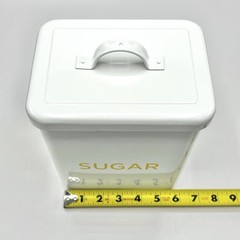 Vtg Retro Martha Stewart Sugar Metal Enamel Tin Canister Kitchen White Yellow
