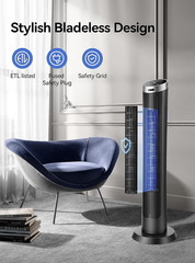 OmniBreeze Digital Electric Tower Fan, with Remote Control, LED Display, Standin