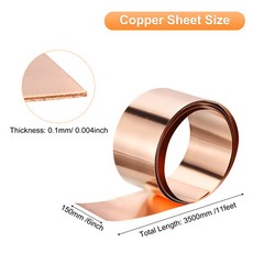 Copper Sheet Roll 11ft x 5.9″ Pure Copper Strip Copper Flashing Metal Foil Plate