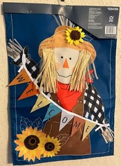 Halloween Garden Flag Scarecrow Welcome 12.5 x 18 In Double Sided 3D Hanging
