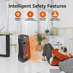 Comfort Zone Infrared Quartz Tower Space Heater with Adjustable Thermostat
