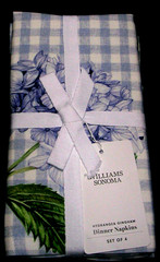 WILLIAMS SONOMA HYDRANGEA GINGHAM NAPKINS 100% COTTON TWILL SET OF 4 FOUR NWTAG