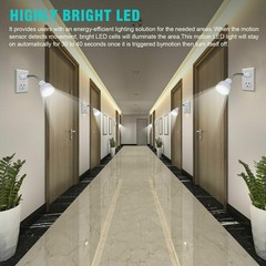 LED Sensor Night Light Motion-Activated AC Outlet Plug-In Wall Stair Lamp Indoor