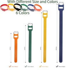 Cable Ties 180PCS, 4+6+8+10 inch Reusable Multi-Colour 4+6+8+10 Inch(Colorful)