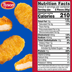 Tyson White Meat Chicken Nuggets, 29 Oz (Frozen, Fully Cooked)