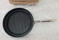 NutriChef 12in Hard-Anodized Nonstick Grill Pan Dishwasher Safe PFOA Free – NEW