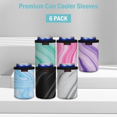 (6 Pack) 12oz Standard Can Cooler Sleeves Soft Insulated Neoprene Beer Coolies