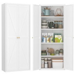 71″ Tall Metal Kitchen Pantry Storage Cabinets with Doors and Shelves, Cupboard