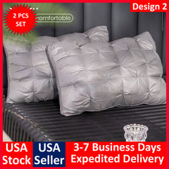 Pack of 2 Bed Pillows Quilted HOTEL QUALITY Down Alternative Gusseted Pillow