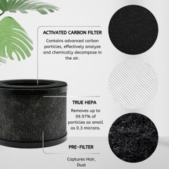 Nispira TZ-K1 True HEPA Carbon Filter for ToLife TZ-K1 Air Purifier, 2 Pack