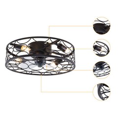 18.5″ Flush Mount Ceiling Fan with Light Pendant Lamp With Remote Control 60W