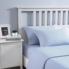 Twin XL Printed Pattern Percale Cotton Sheet Set Blue Stripe – Poppy