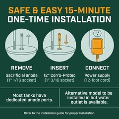 Corro-Protec Powered Anode for Water Heater, 20-Year Warranty + Eliminates Smell