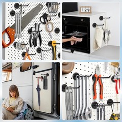6 Pcs Magnetic Hooks 4.2in Heavy Duty Strong Magnet Hangers Black