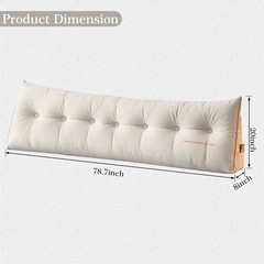 Velvet Wedge Headboard Pillow w/High-Resilience Filling Removable Zippered Cover