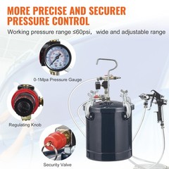 VEVOR Spray Paint Pressure Pot Tank 10L/2.5gal 1.5mm+4.0mm Nozzles Dual SprayGun