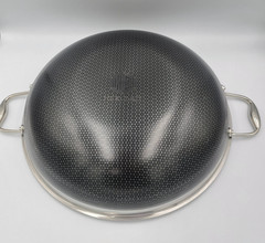 HexClad 14″ WOK with Stainless Steel LID 14-Inch 14 Hybrid Nonstick -Used Good