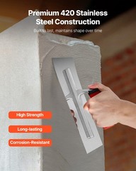 VEVOR Tile Tools Stainless Steel Flat Finishing Trowel 10.9×4.4in Concrete