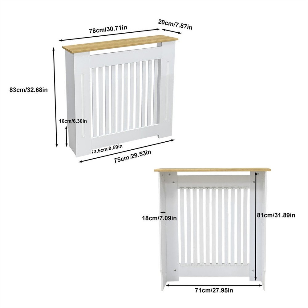 Modern Radiator Cover with Table Top, White Radiator Cabinet, Enclosure for Home