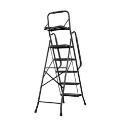 Uimoso 5-Step Steel Folding Ladder with Anti-Slip Steps,Dual Handrails, 600lbs