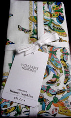 WILLIAMS SONOMA PAPILLON BUTTERFLY NAPKINS SET OF FOUR 85 COTTON 15 LINEN NWTAGS