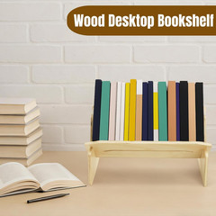 Wood Desktop Bookshelf, Tabletop Book Storage Rack Display Shelf with Handle, Ti