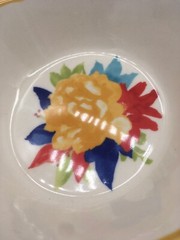 PIONEER WOMAN Stoneware Salad Bowl Plate White Yellow RED Floral Design