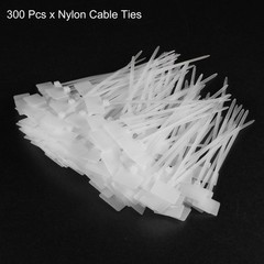 300pcs Nylon Cable Ties Tags Label Marker Self-Locking 100mm White