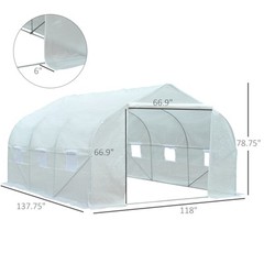 12′ x 10′ x 7′ Greenhouse Large Walk-in Hot Green House Plant Gardening White