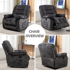 Canmov Manual Recliner Chair with Vibration Massage and Heat, Soft Fabric Chair