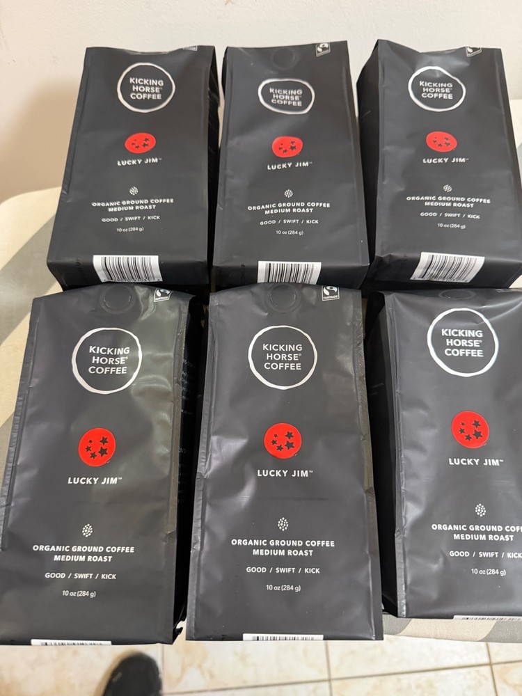 6-Kicking Horse Coffee Lucky Jim Medium Roast Ground coffee10oz Organic .