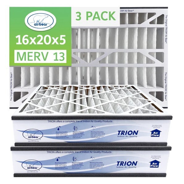 Trion Air Bear 266649-104 (3-Pack) – 16″ x 20″ x 5″ Pleated Air Filter, MERV 13