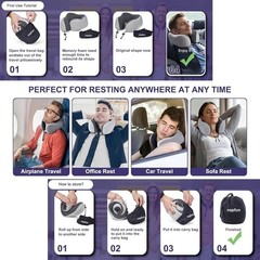 Napfun Travel Pillow Neck Support Memory Foam Gray Comfortable